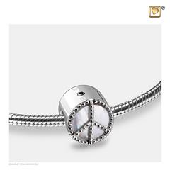 Peace Mother of Pearl Ashes Bead Pol silver