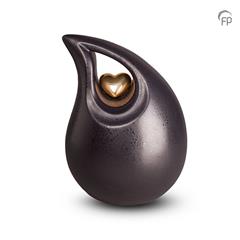 Keramiek urn klein zwart met hart