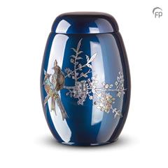 Urn glasfiber blauw met vogels